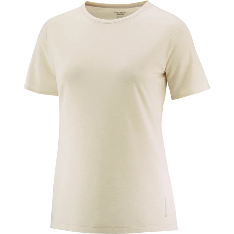 Beige Salomon Essential Tencel Short Sleeve Women's T-Shirts | PH 64257X